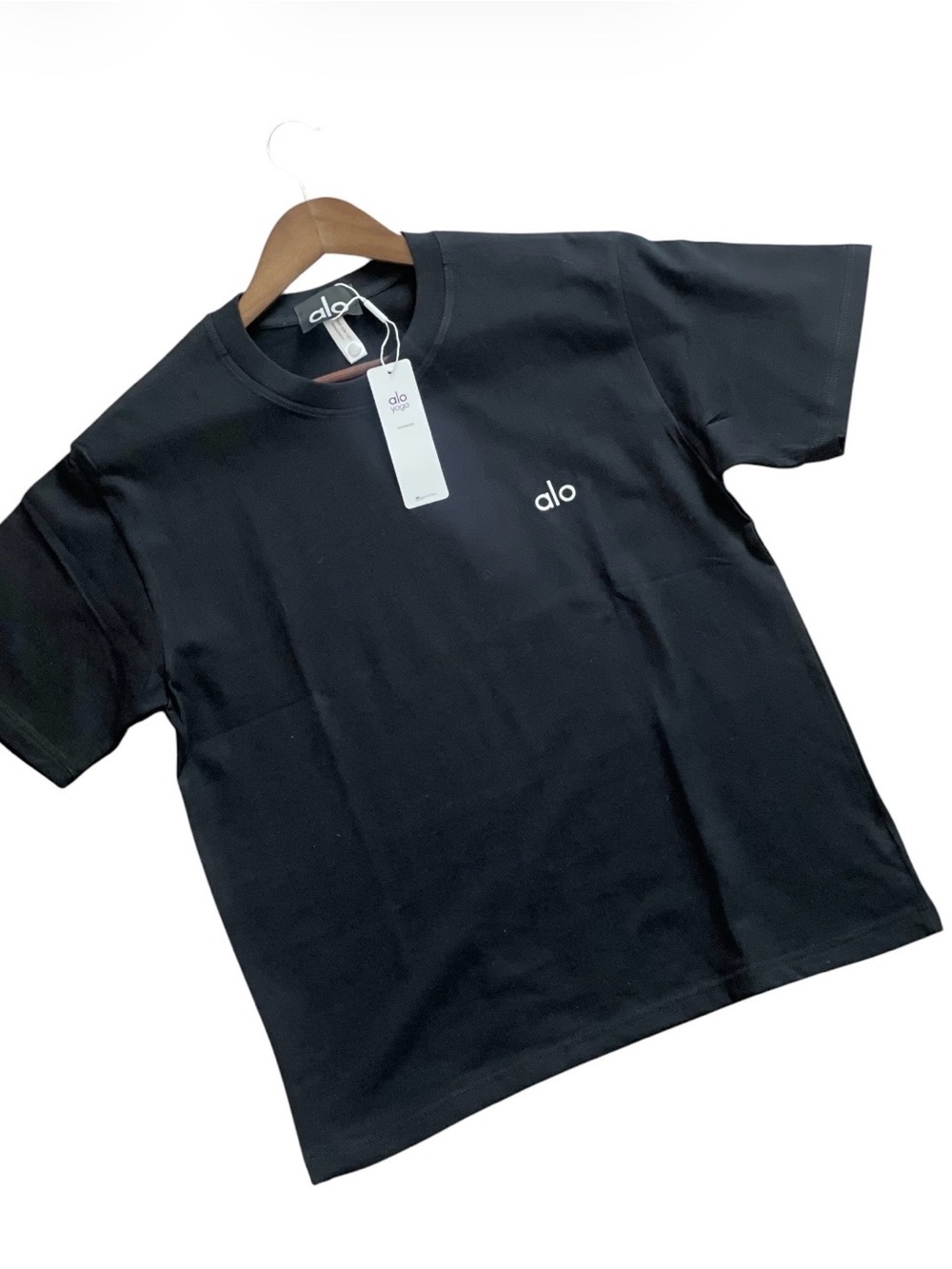 ALO Yoga Black Short-Sleeve Logo Tee